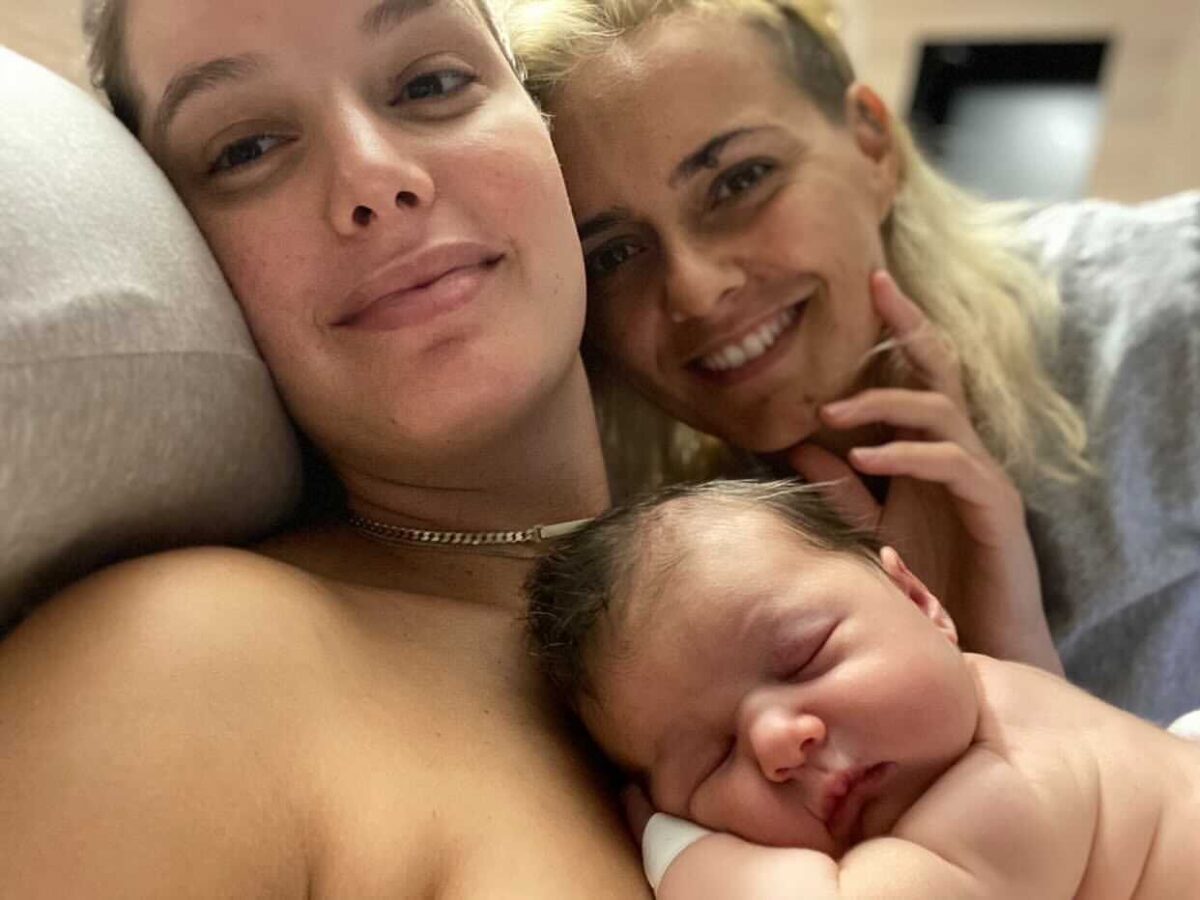 bella and baby skin to skin post birth
