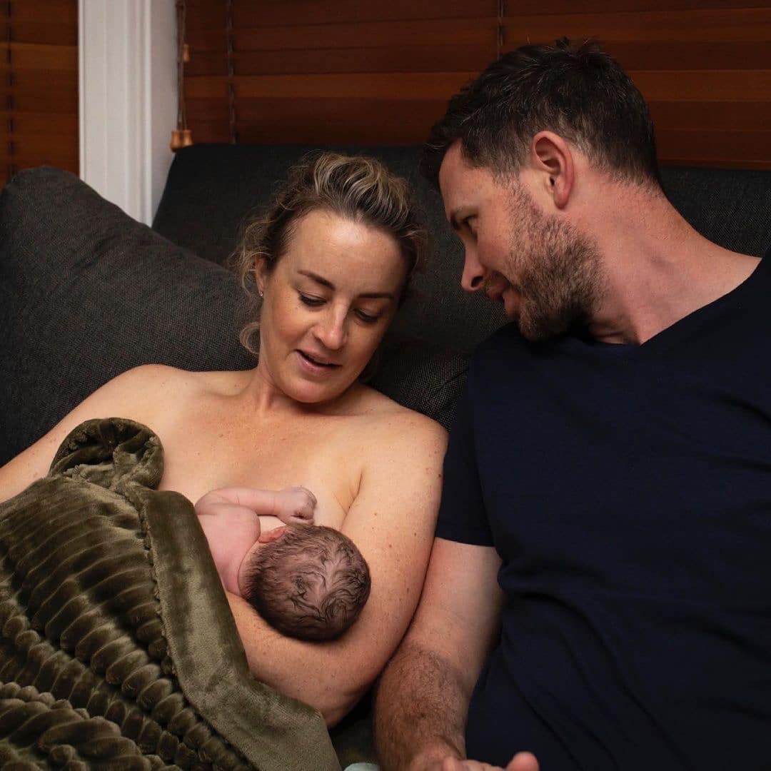 Kellee and her husband and newborn homebirth
