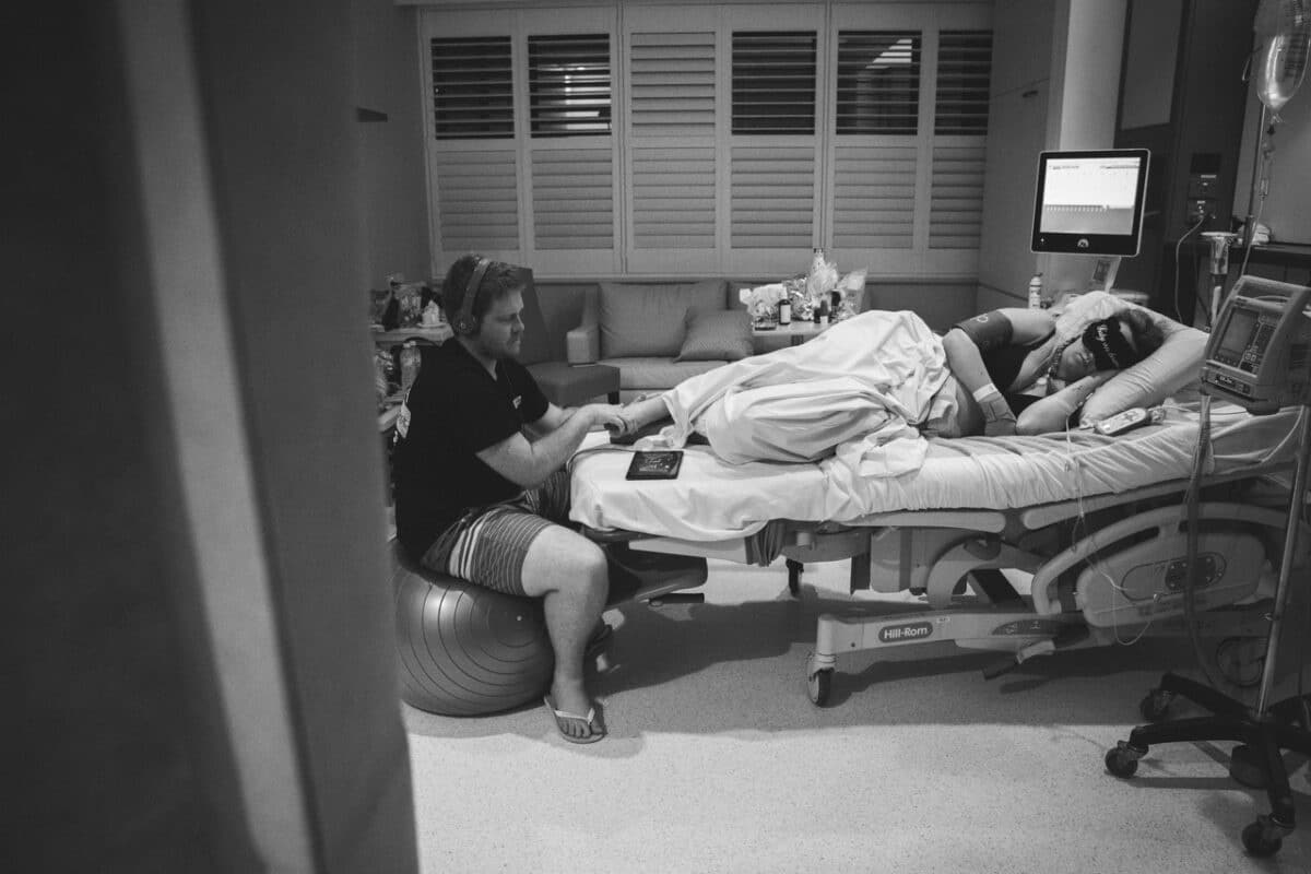 Dani birthing in labourin birth centre
