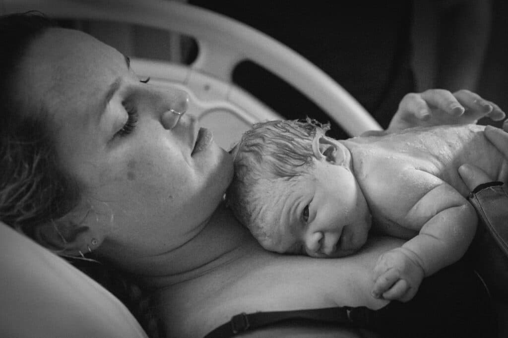 dani and baby skin to skin post birth