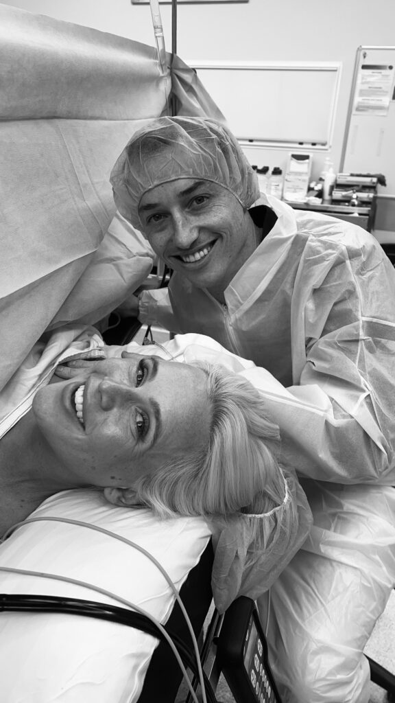 Dara Hayes during her caesarean birth