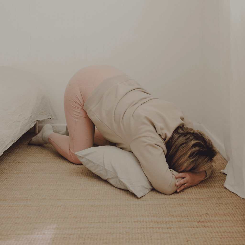 supported child's pose for Miles Circuit