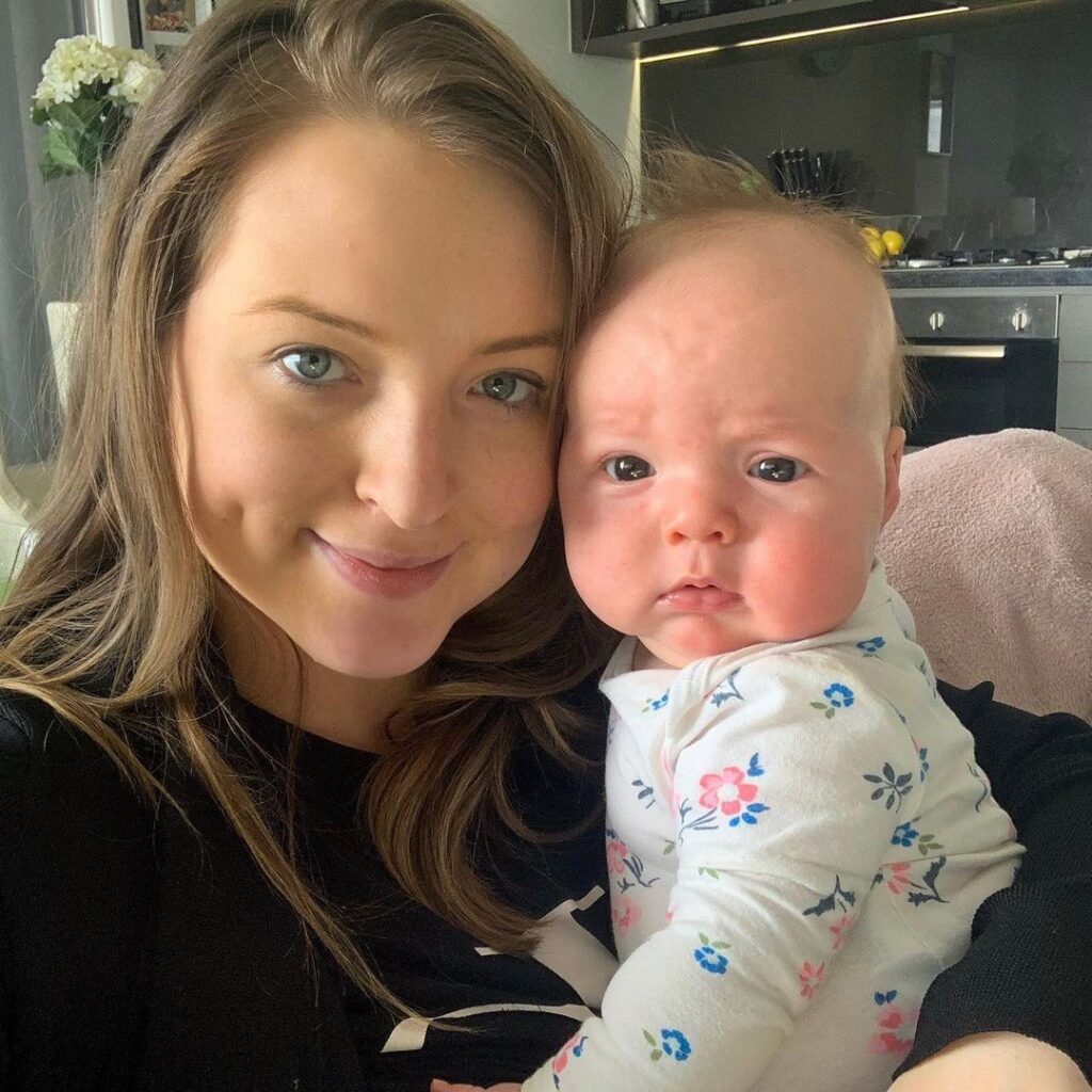 Jordy Lucas with newborn Evie